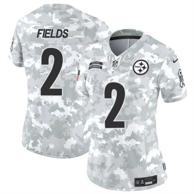 Womens Pittsburgh Steelers #2 Justin Fields 2024 F.U.S.E Arctic Camo Salute To Service Limited Stitched Jersey Dzhi